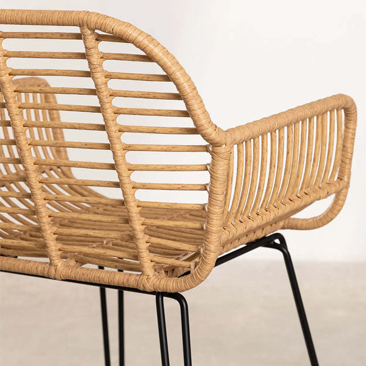 Natural Square Bar Stool with Metal Four Legs
