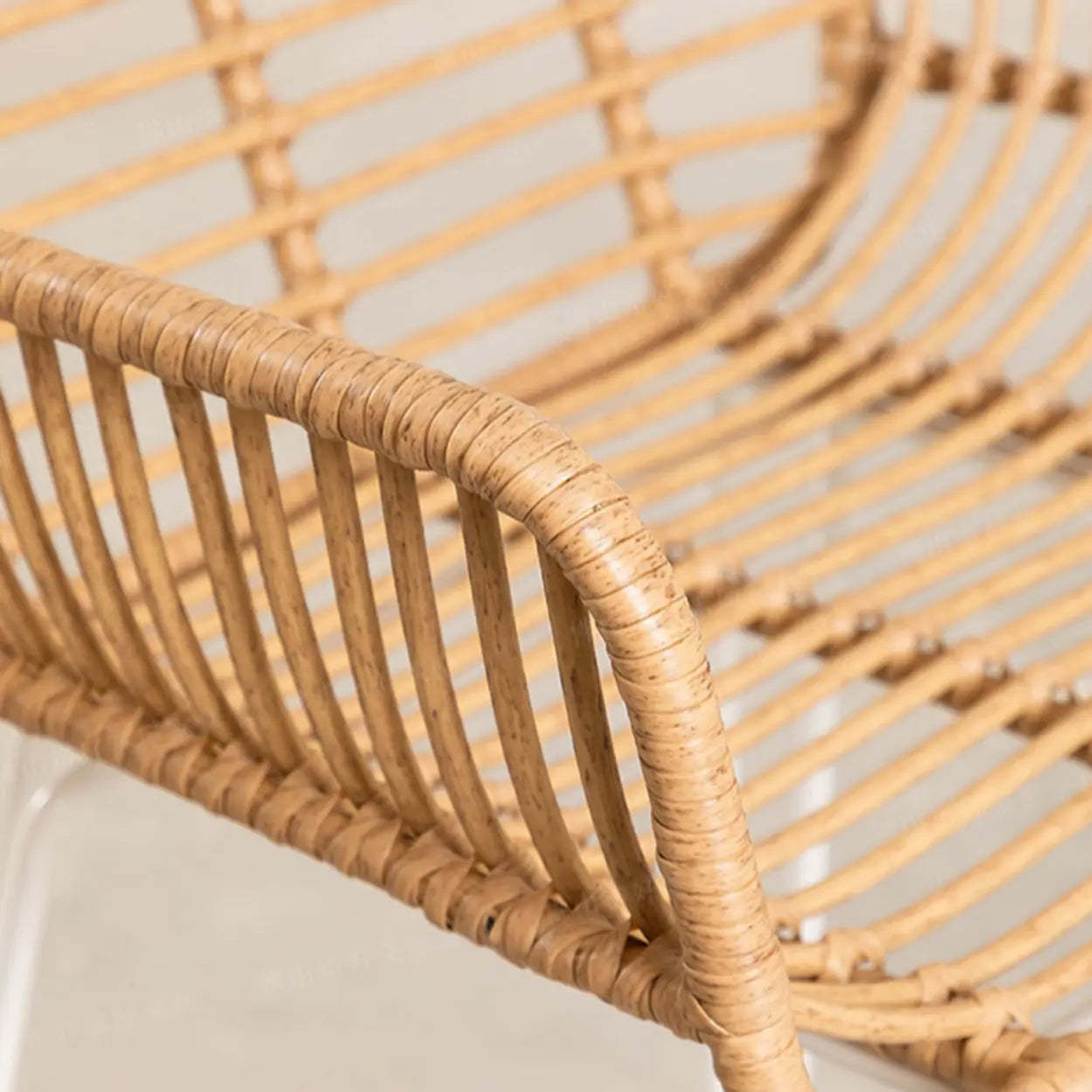 Natural Square Bar Stool with Metal Four Legs