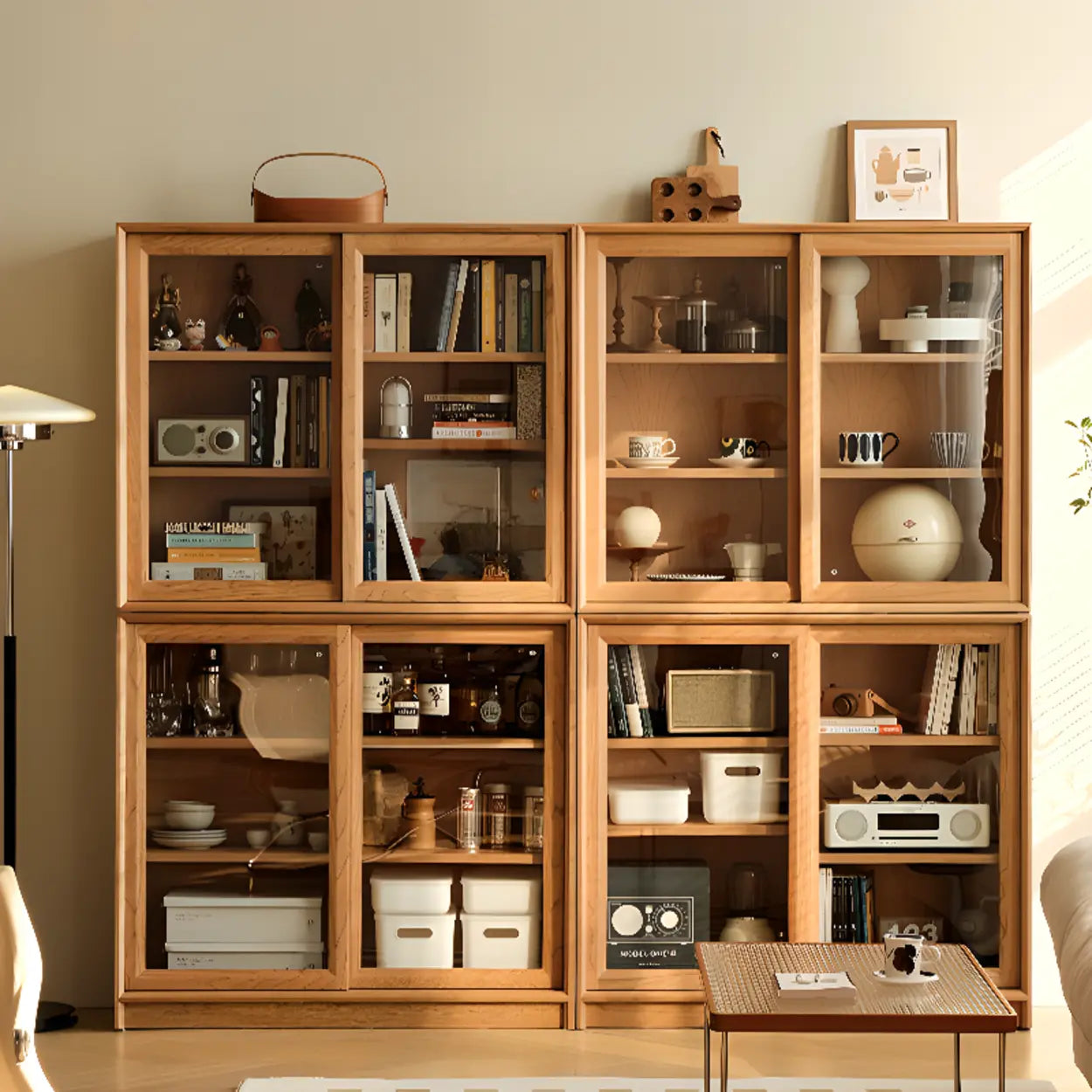 Natural Oak Square Display Cabinet — Wood
