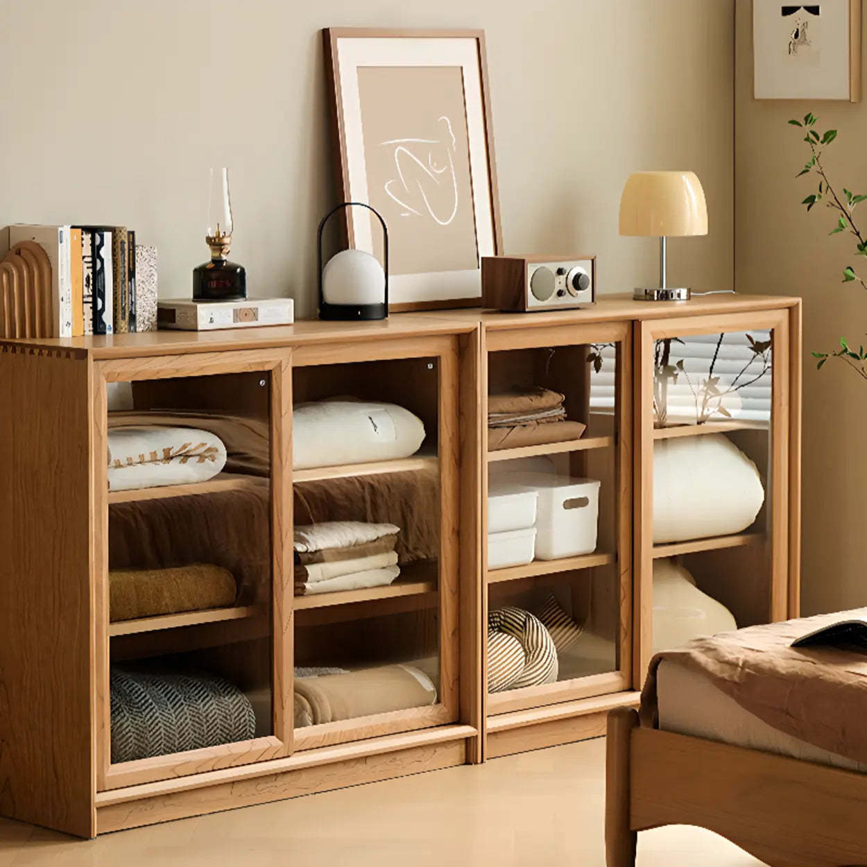 Natural Oak Square Display Cabinet