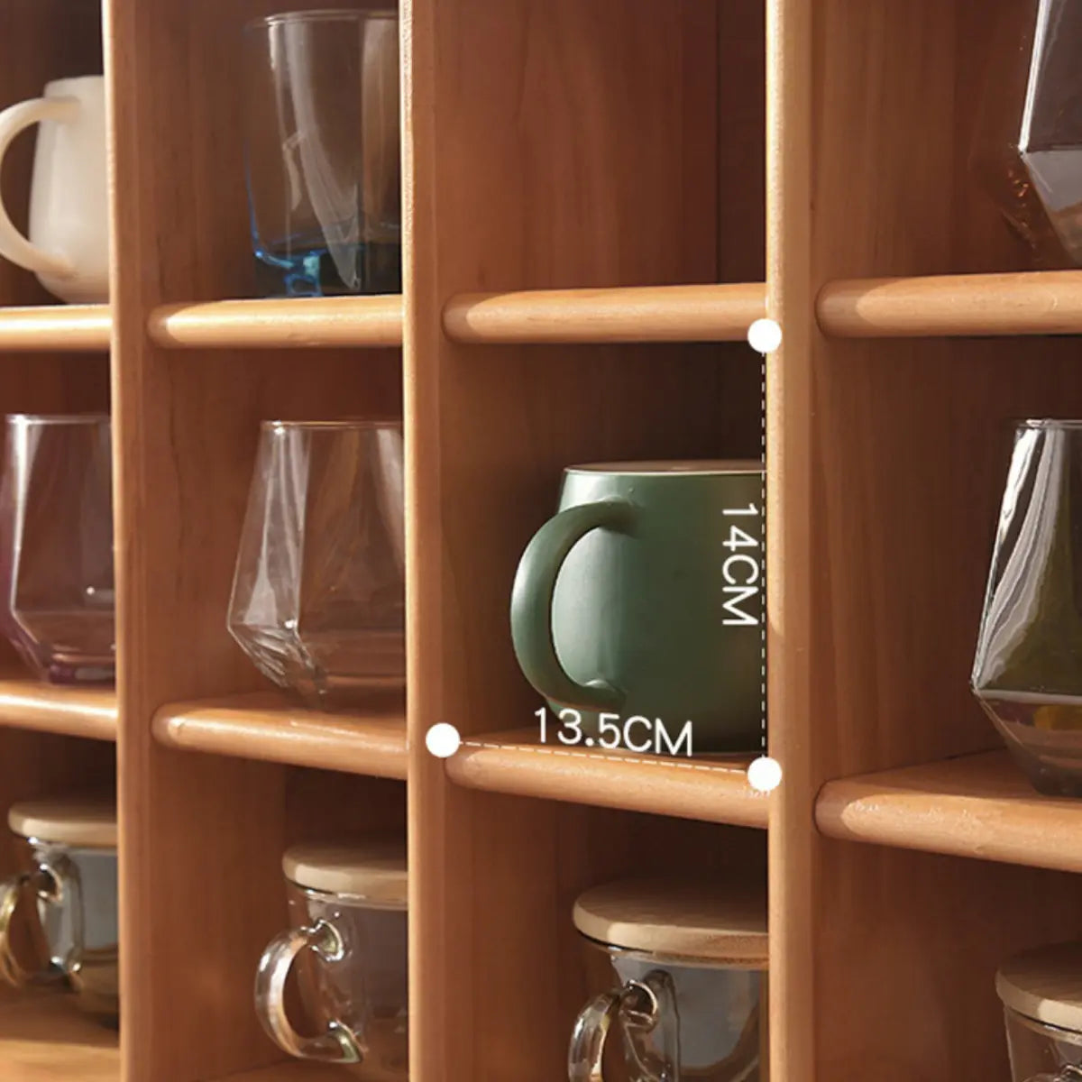 Natural Square Wood Open China Cabinet