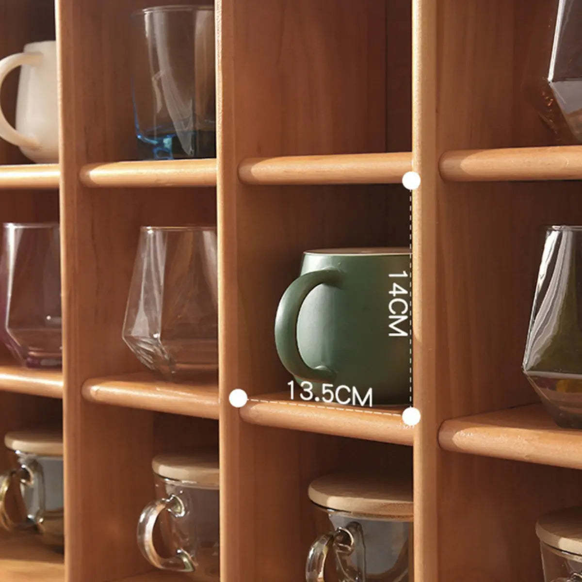 Natural Square Wood Open China Cabinet