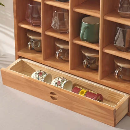 Natural Square Wood Open China Cabinet