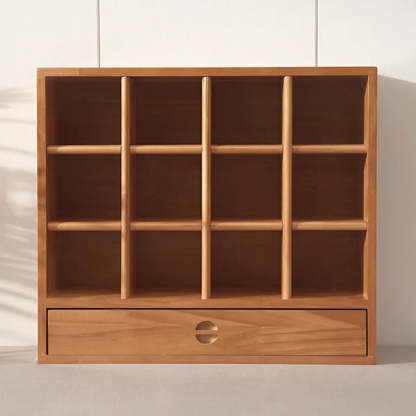 Natural Square Wood Open China Cabinet