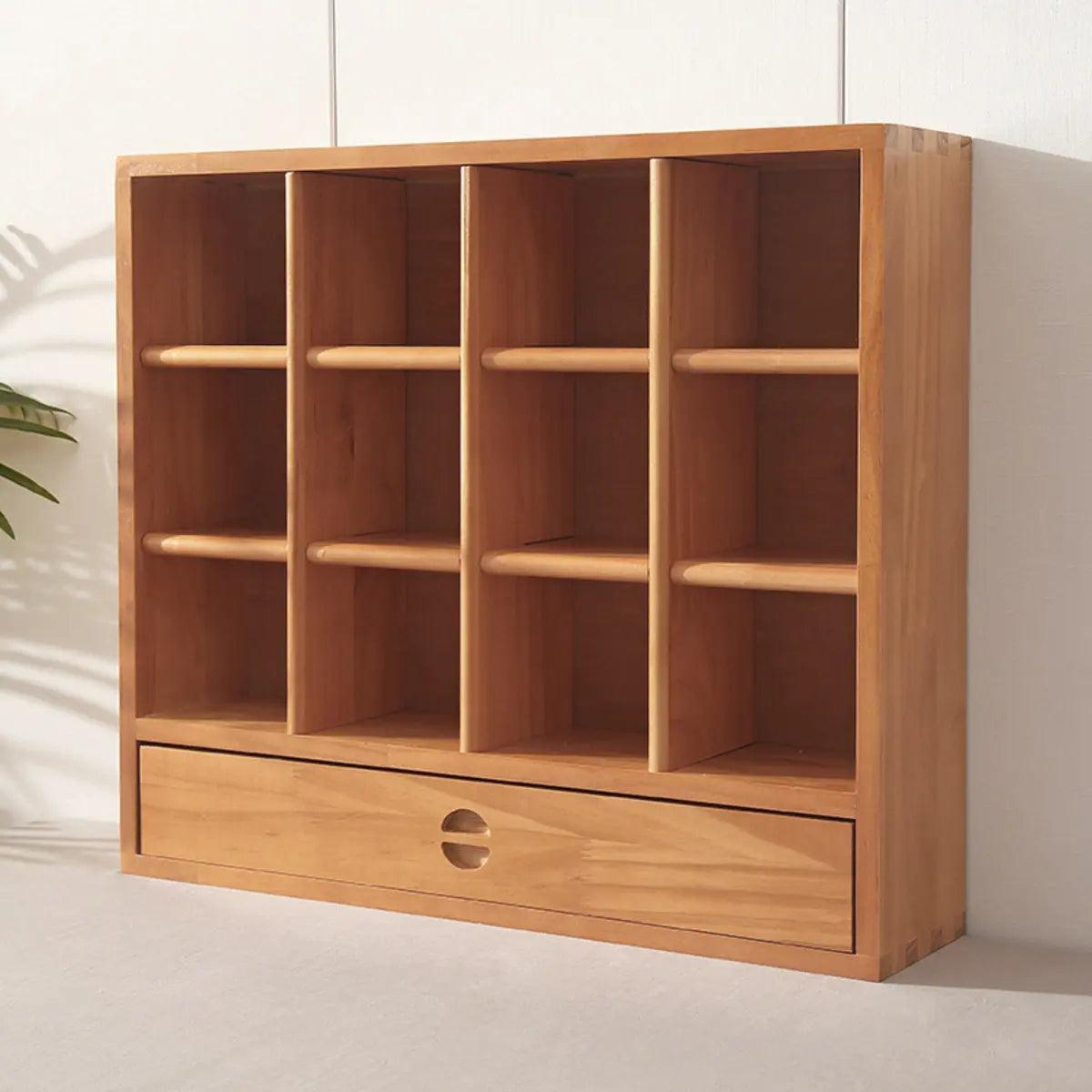 Natural Square Wood Open China Cabinet