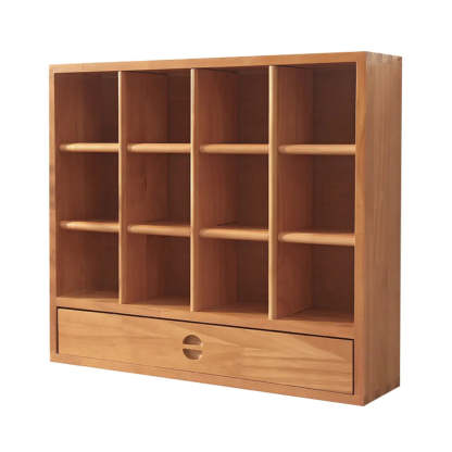 Natural Square Wood Open China Cabinet