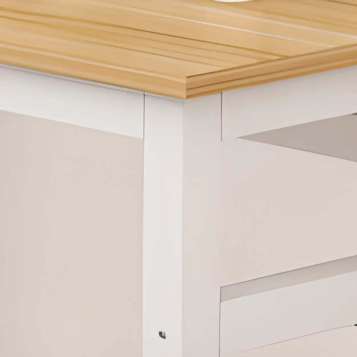 Natural Wood Computer Desk with Casters — Table Only