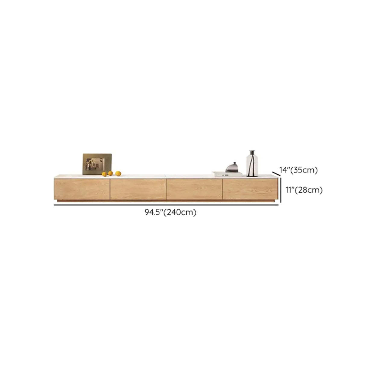 Natural Stone Drawer Long Rectangle TV Stand