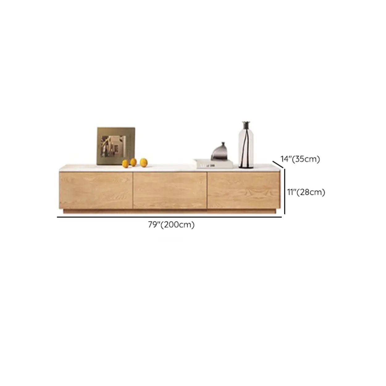 Natural Stone Drawer Long Rectangle TV Stand