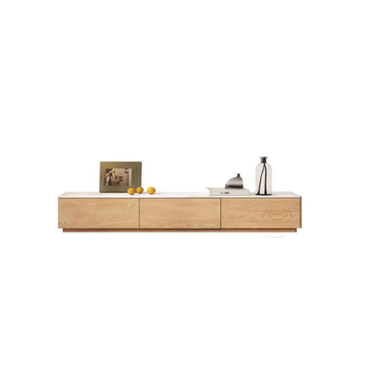 Modern drawer rectangle natural tv stands, Lighom — 79" L x 14" W x 11" H