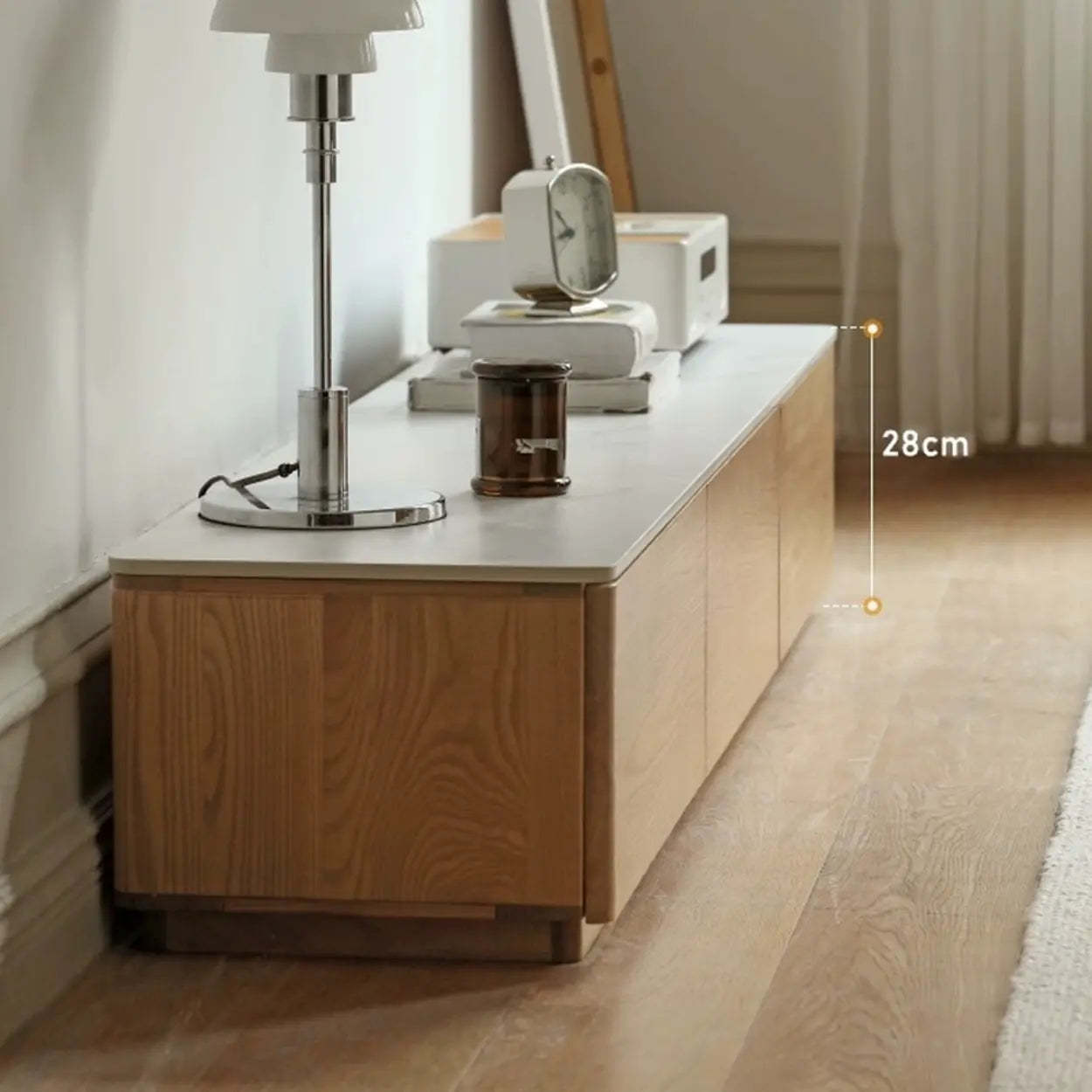 Natural Stone Drawer Long Rectangle TV Stand