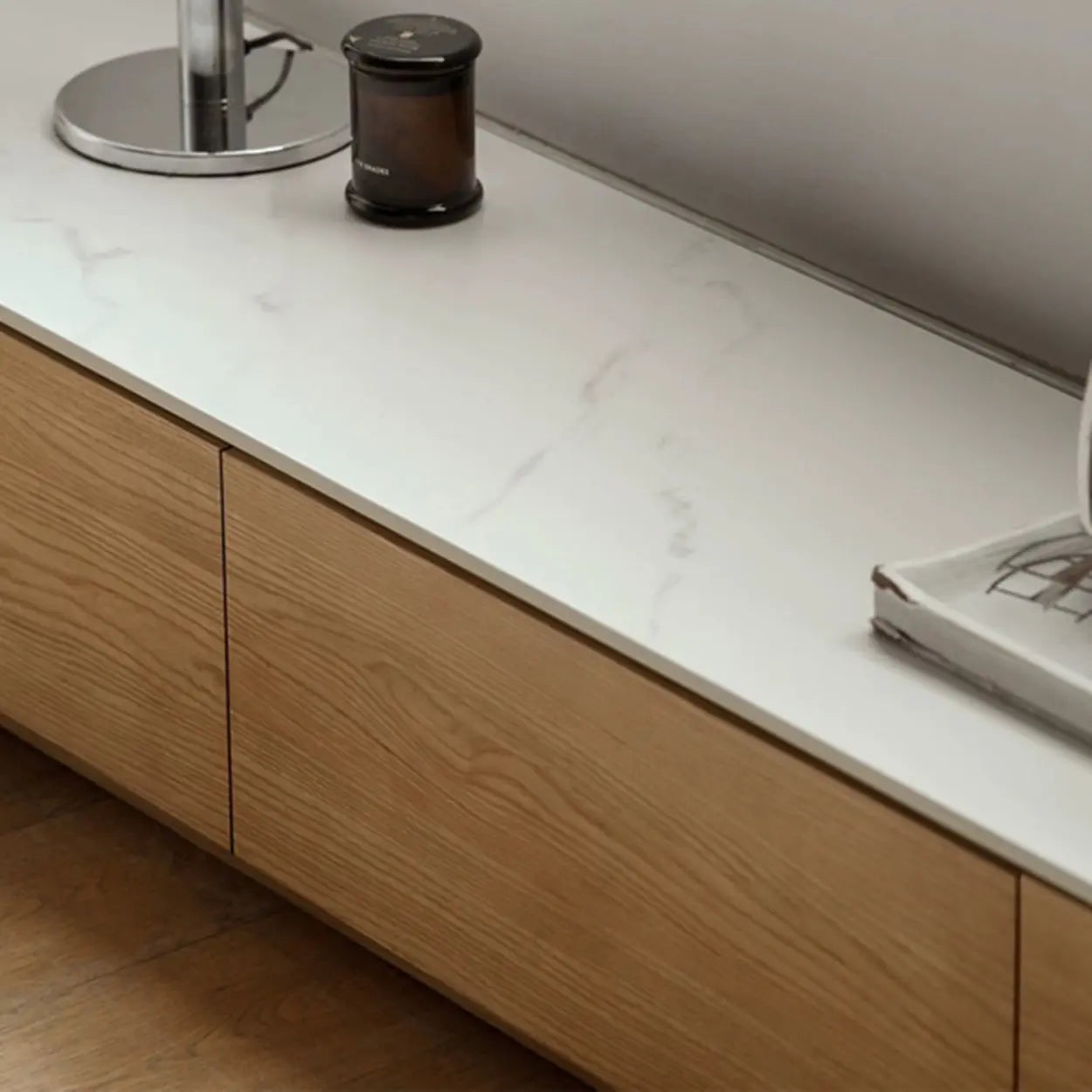 Natural Stone Drawer Long Rectangle TV Stand