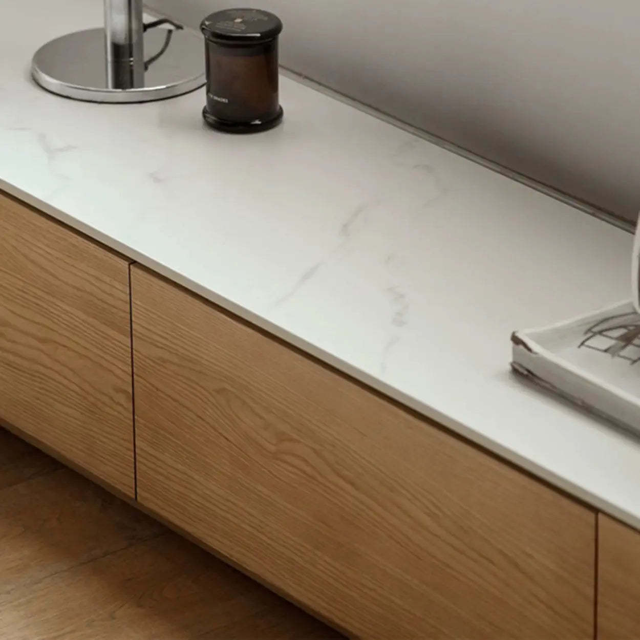 Natural Stone Drawer Long Rectangle TV Stand