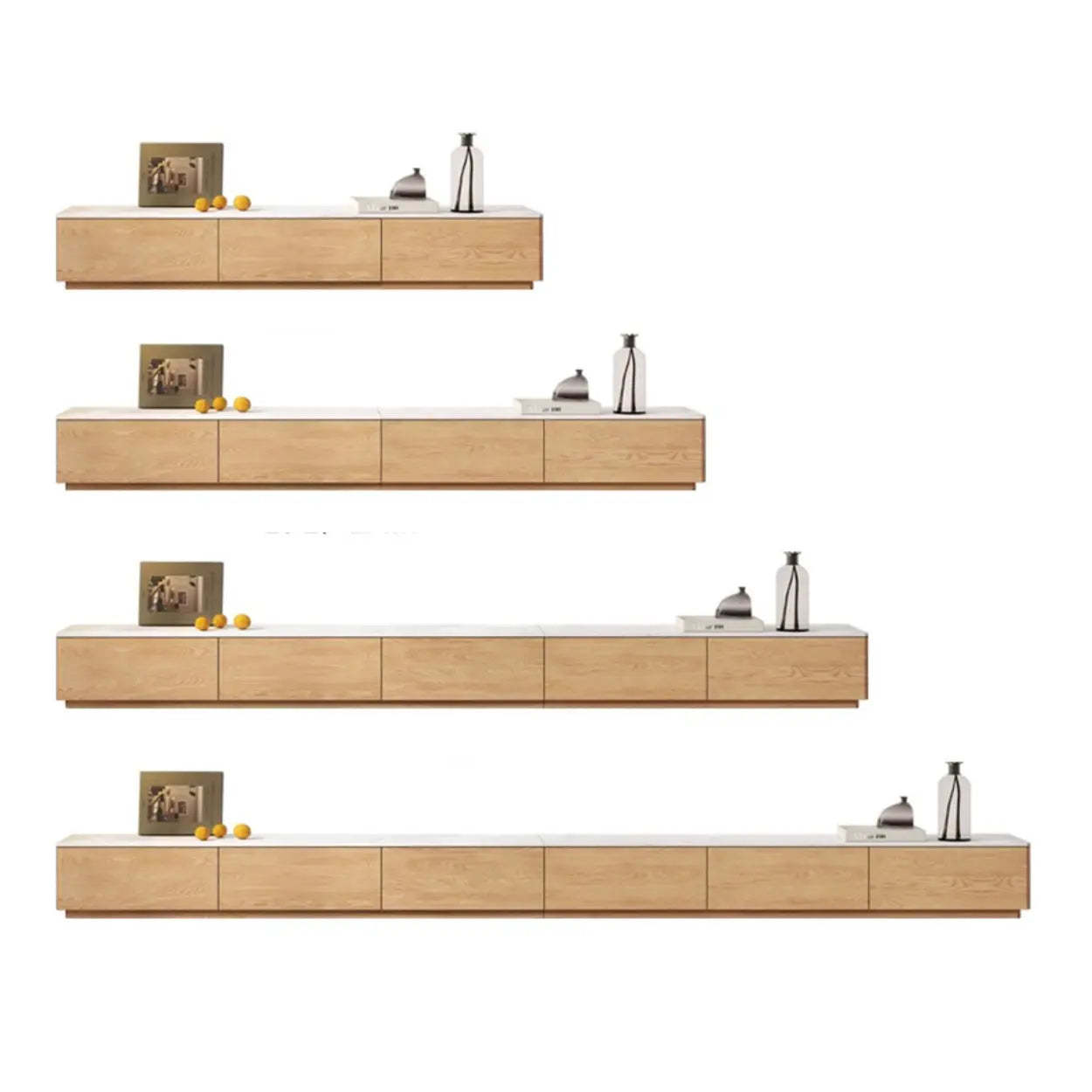 Natural Stone Drawer Long Rectangle TV Stand