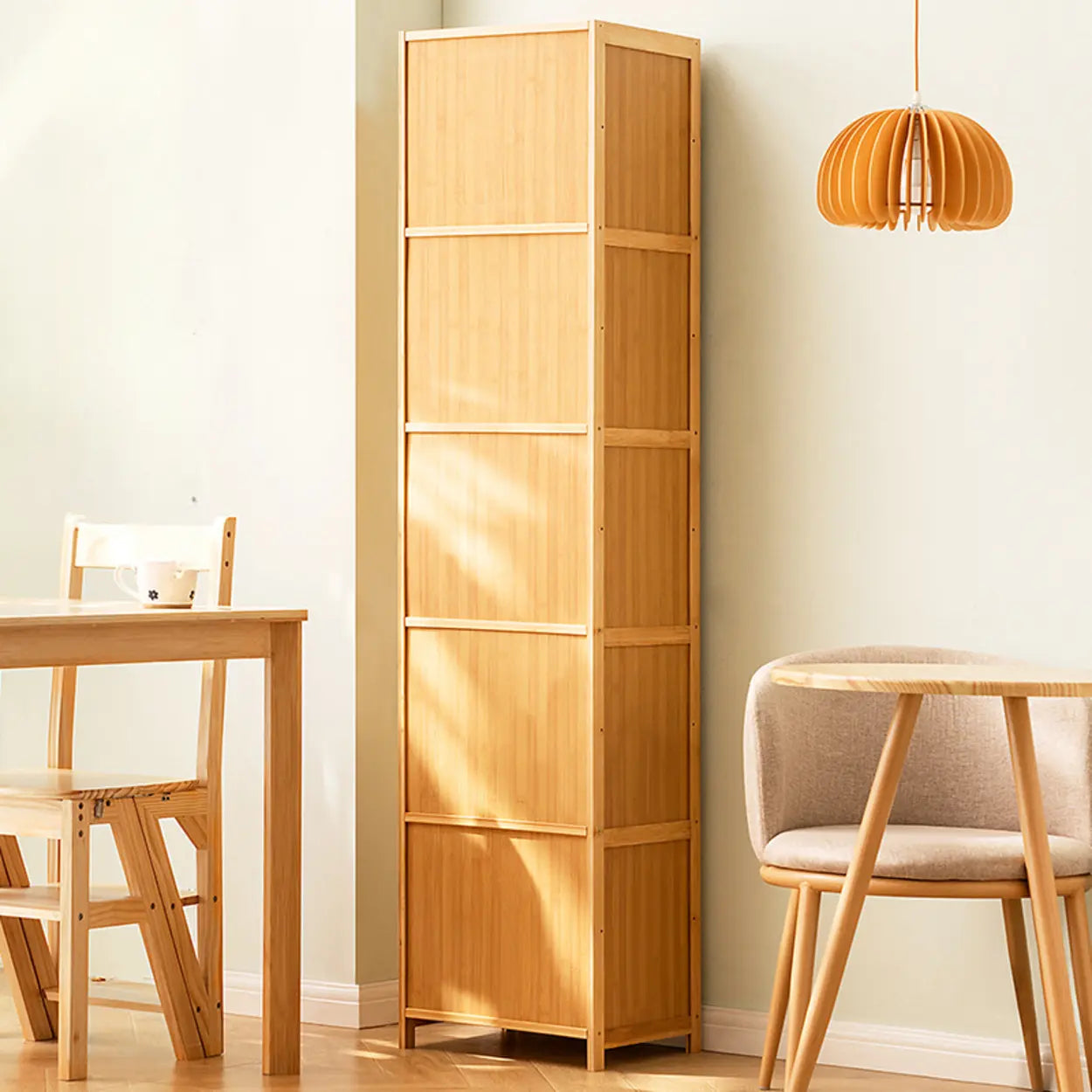 Natural Tall Glass Door Bamboo Display Cabinet — Changhong Glass
