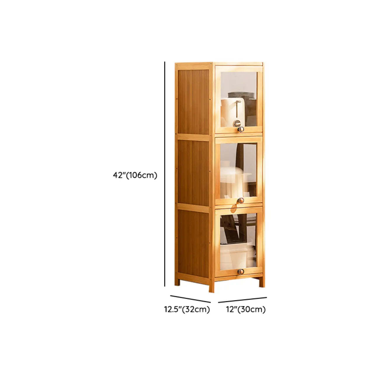 Natural Tall Glass Door Bamboo Display Cabinet