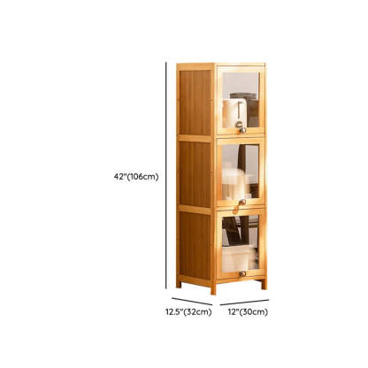 Natural Tall Glass Door Bamboo Display Cabinet