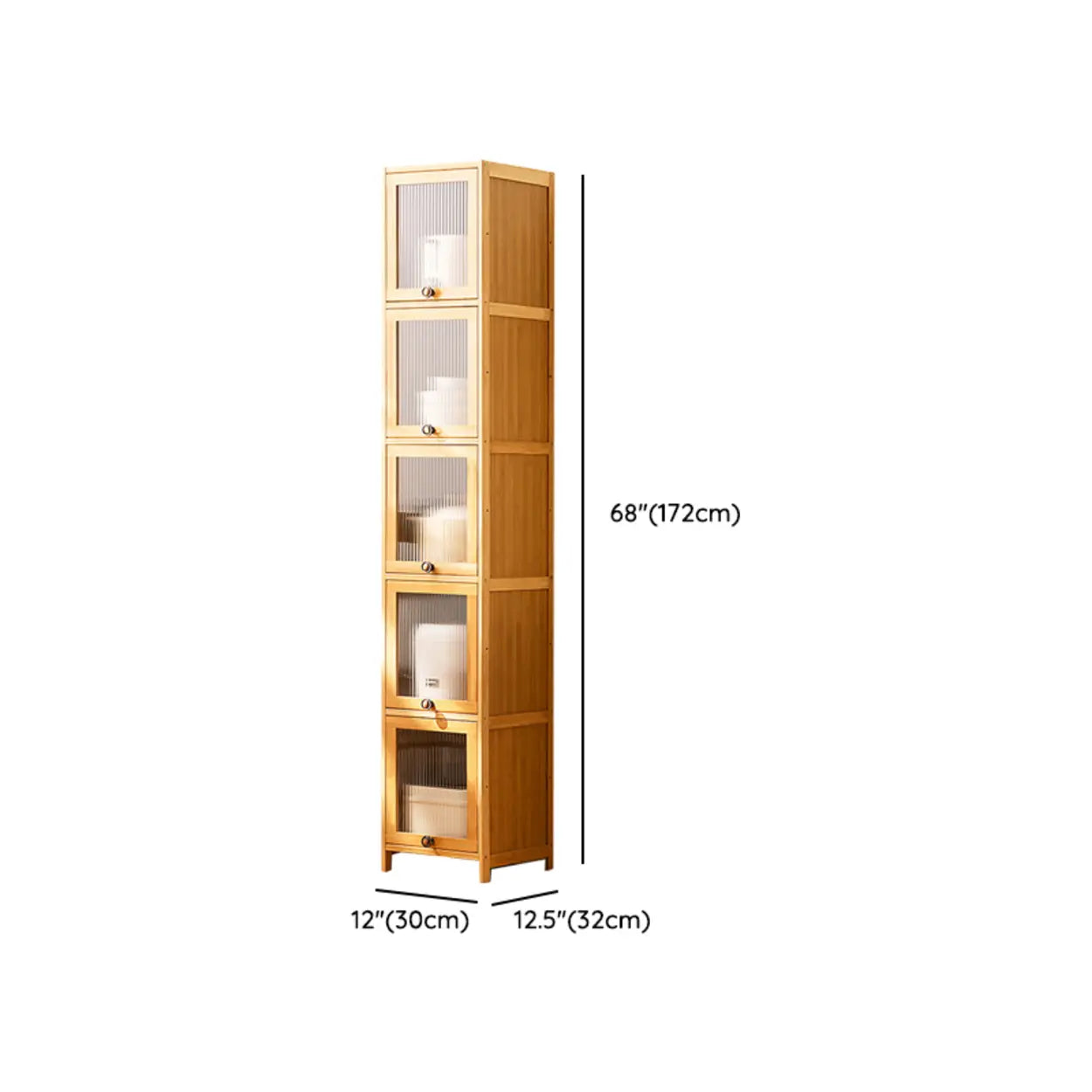 Natural Tall Glass Door Bamboo Display Cabinet