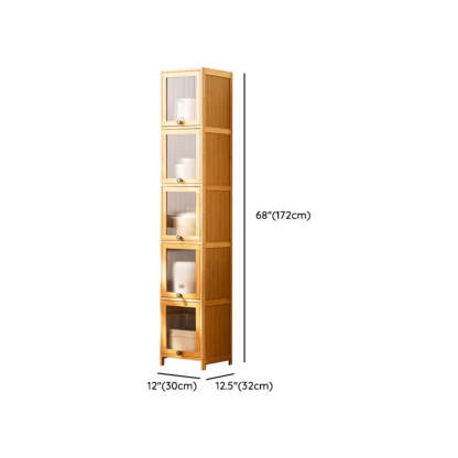 Natural Tall Glass Door Bamboo Display Cabinet