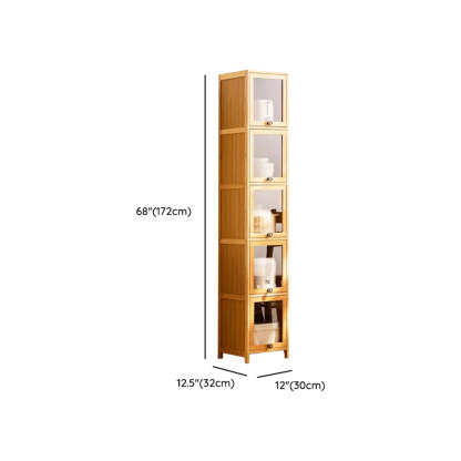 Natural Tall Glass Door Bamboo Display Cabinet