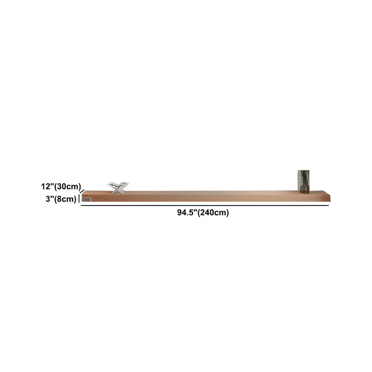 Natural Wall-Mount Wood Open-Storage TV Stand