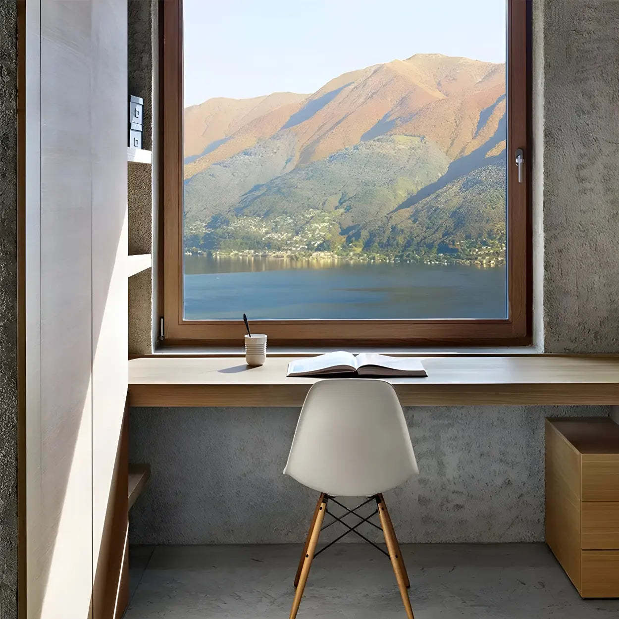 Natural Wall-Mount Wood Open-Storage TV Stand