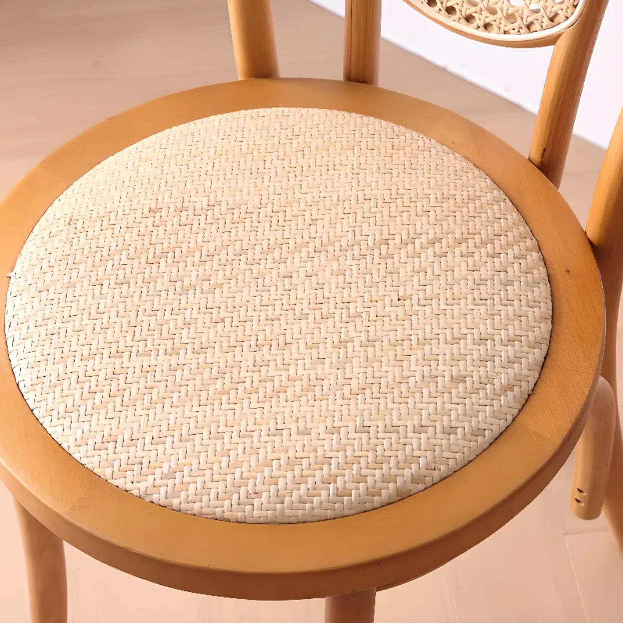 Natural Windsor-Back Wood Woven Dining Chair