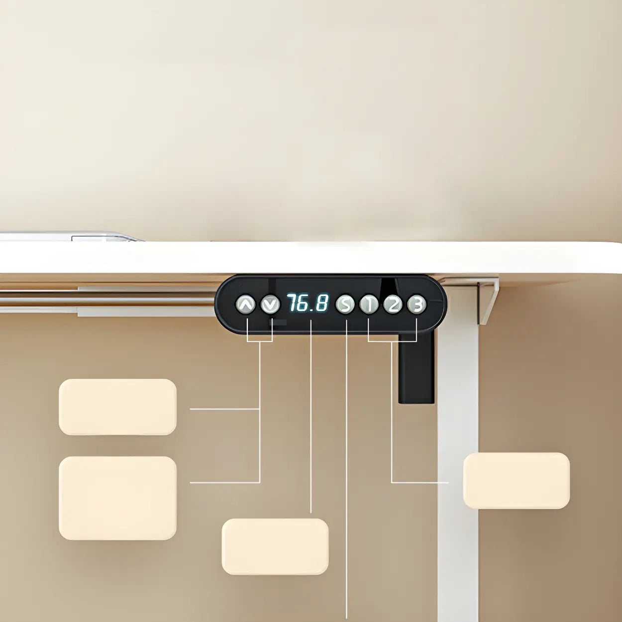 Natural Wood Adjustable T-Shape Standing Desk — White / Table Only
