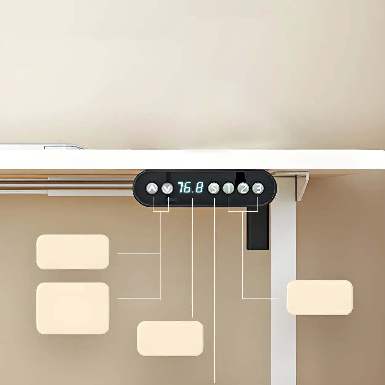Natural Wood Adjustable T-Shape Standing Desk — White / Table Only