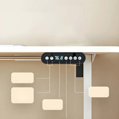 Natural Wood Adjustable T-Shape Standing Desk — White / Table Only