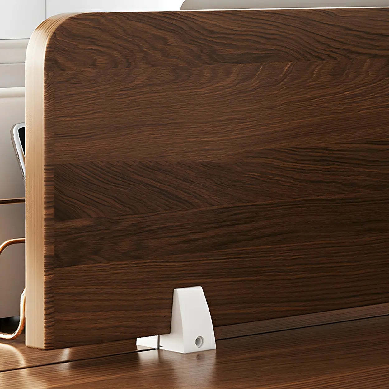 Natural Wood Computer Desk with Cabinet Drawers and Shelf