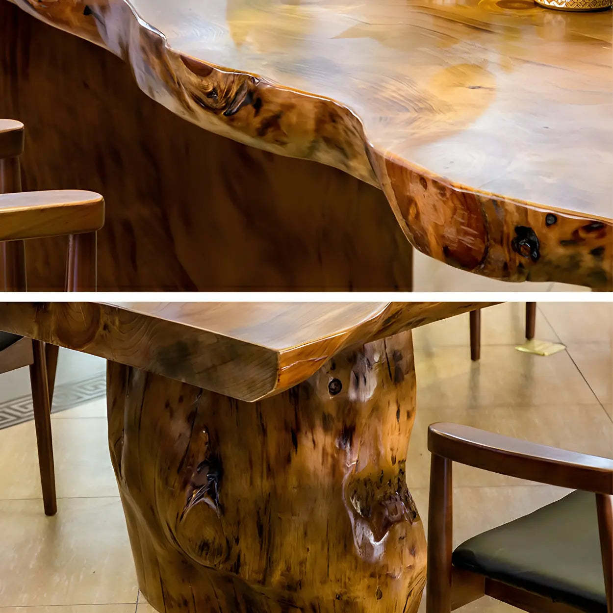 Natural Wood Curved Multi-Person Meeting Desk — Normal Thickness / Table Only