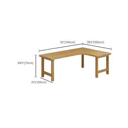 Natural Wood H-Shape L-Shaped Writing Desk — Right / Table Only