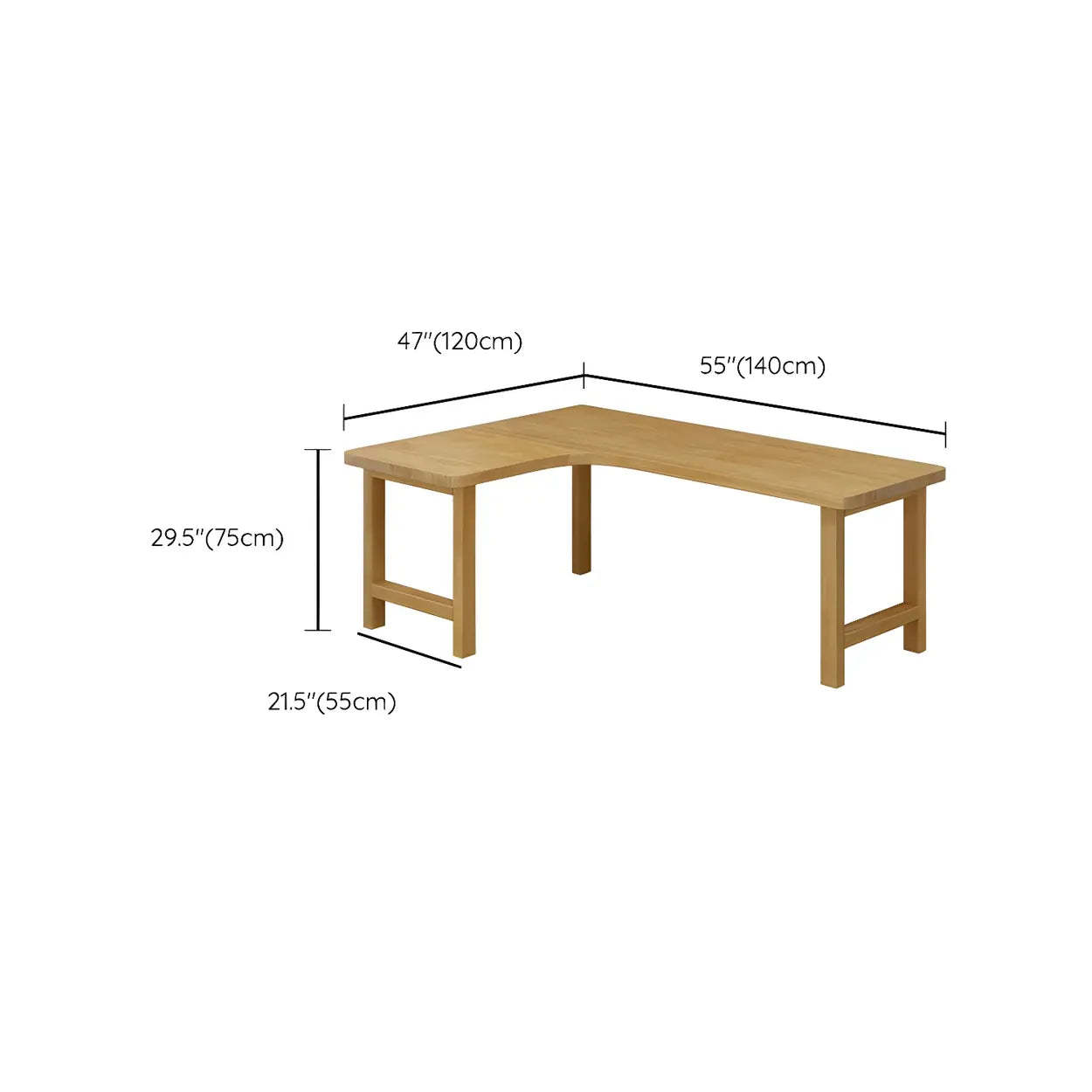Natural Wood H-Shape L-Shaped Writing Desk