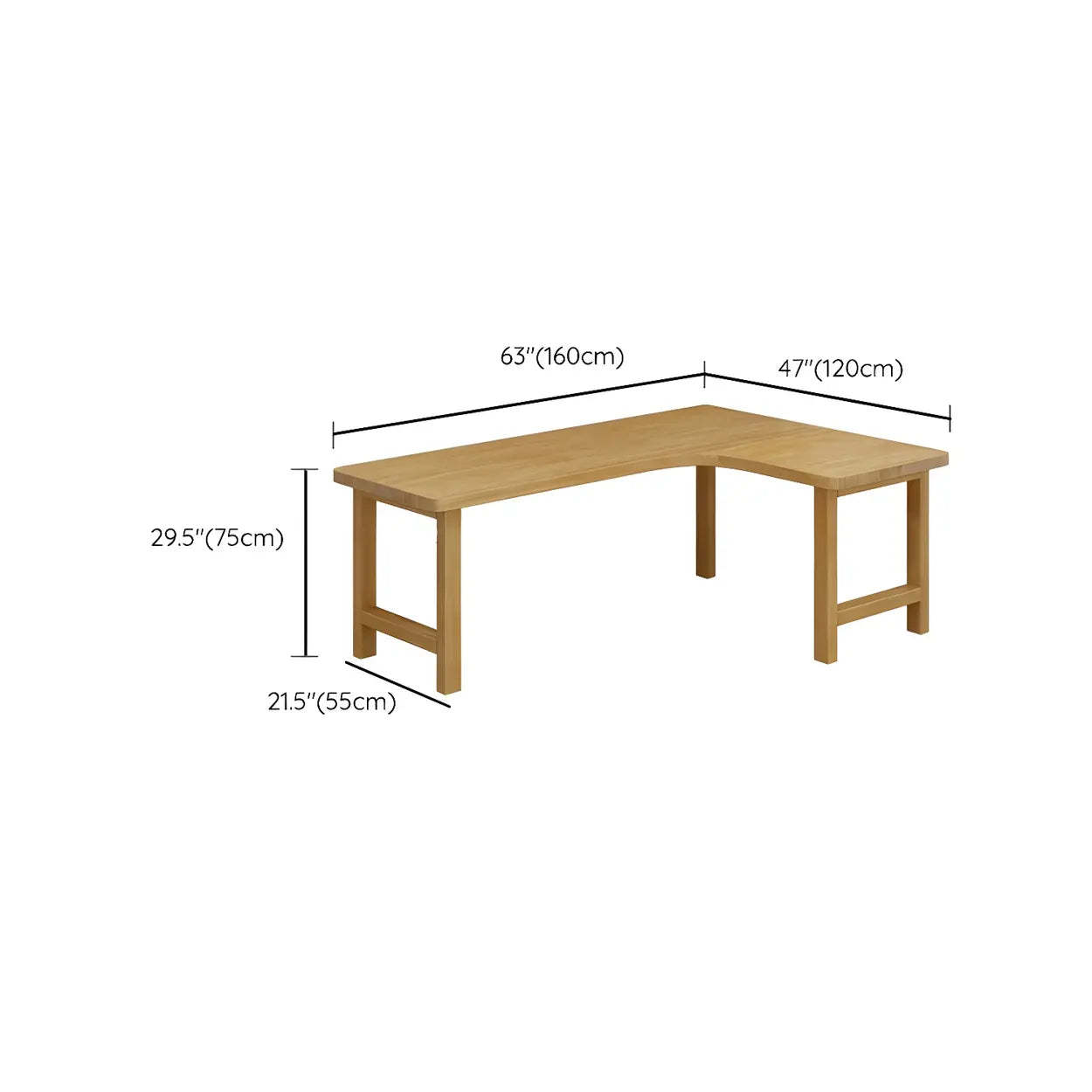 Natural Wood H-Shape L-Shaped Writing Desk