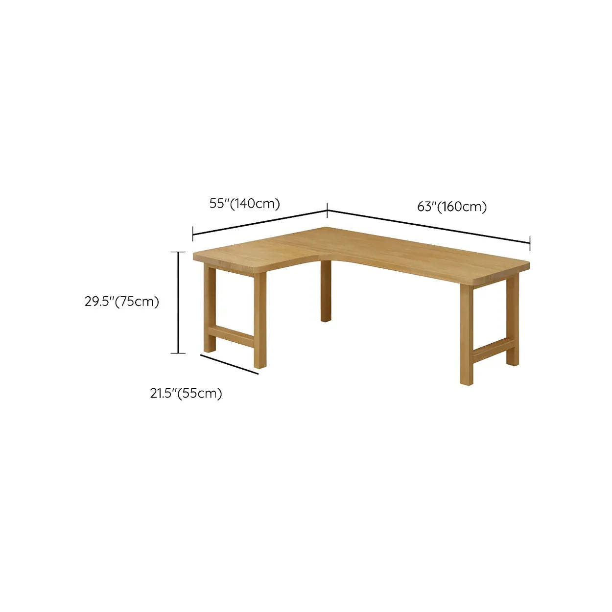 Natural Wood H-Shape L-Shaped Writing Desk
