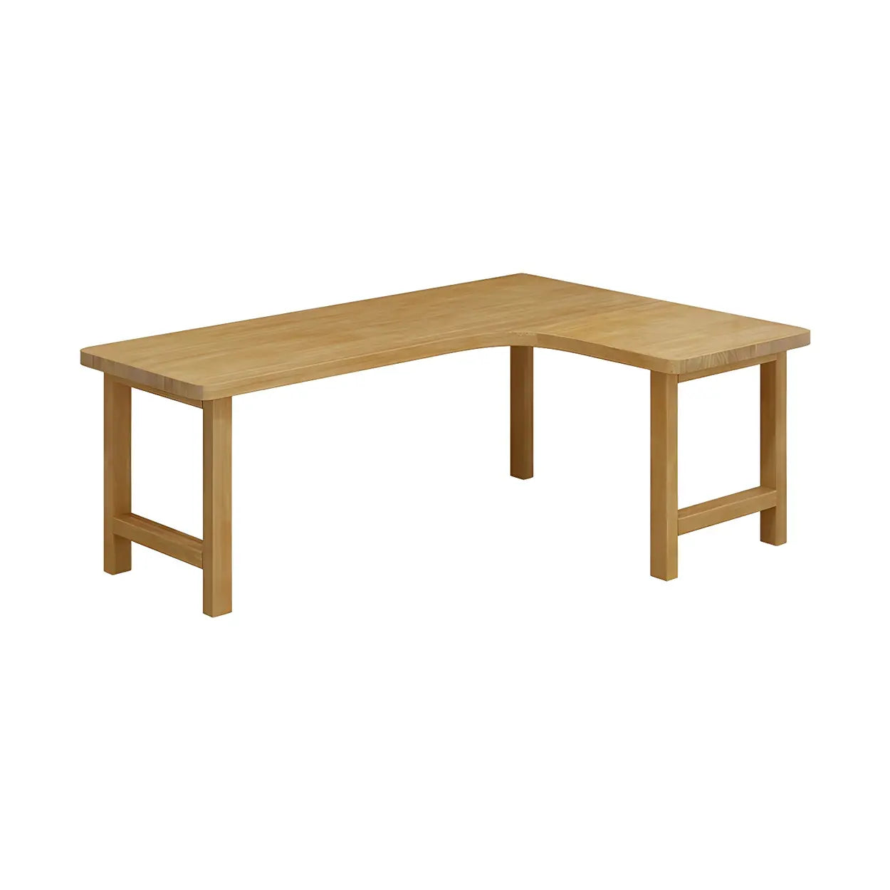 Natural Wood H-Shape L-Shaped Writing Desk — Right / Table Only