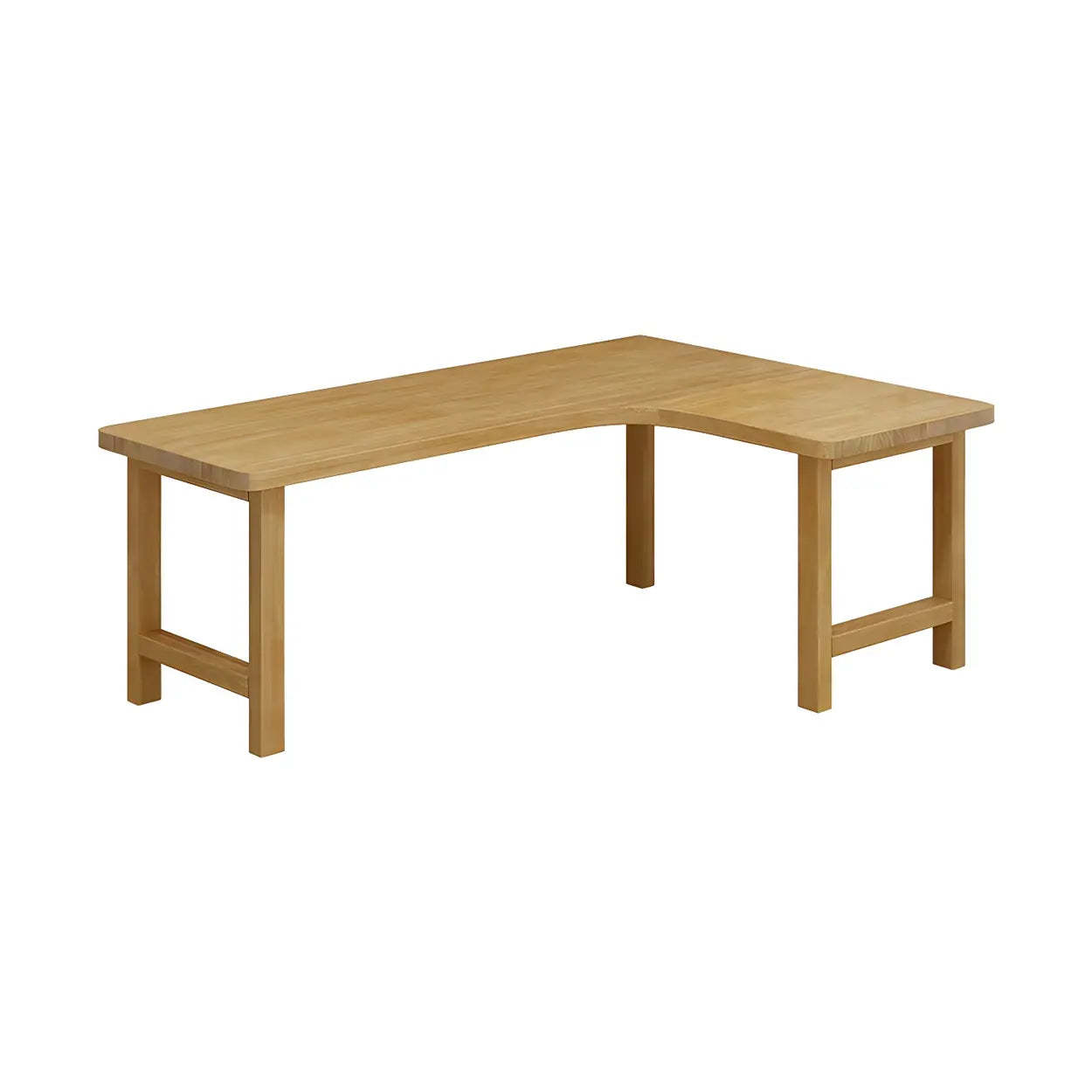 Natural Wood H-Shape L-Shaped Writing Desk — Right / Table Only