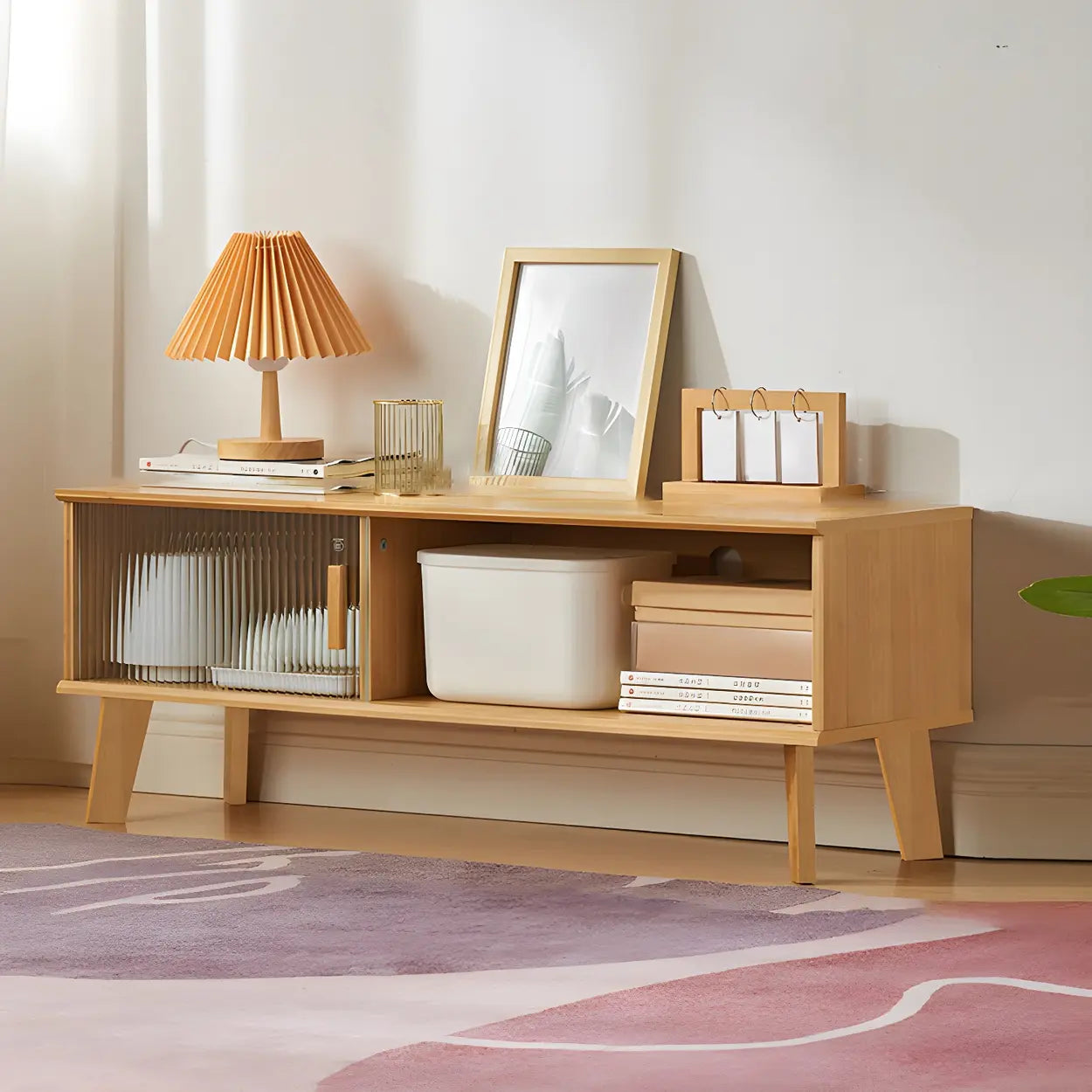 Modern stand open tv stands in wood — 47" L x 12" W x 15" H