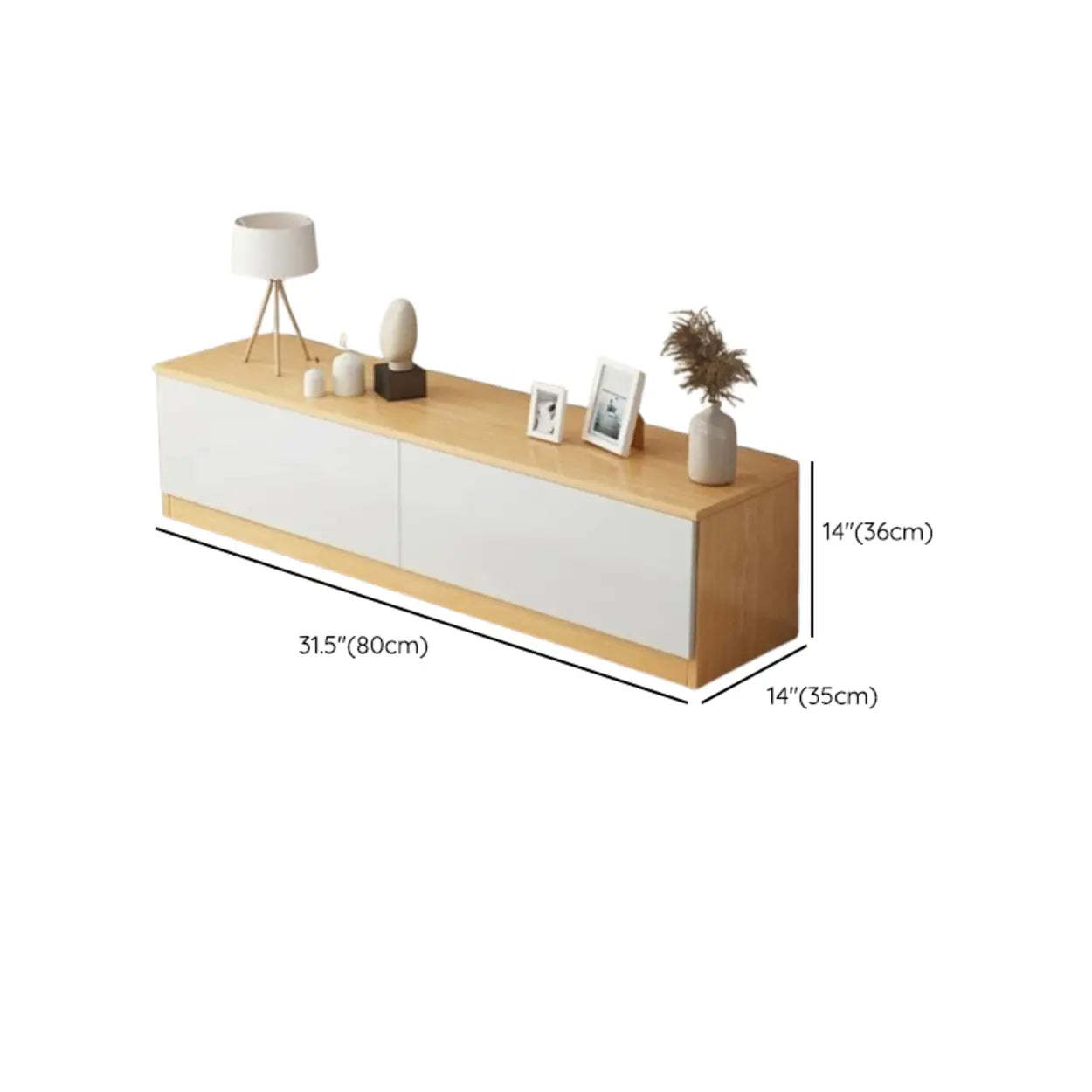 Natural Wood Rectangular 2-Drawer TV Stand
