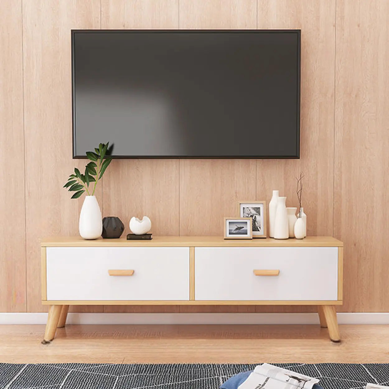 Lighom stand rectangular wood tv stands for living room — 78" L x 12" W x 16" H
