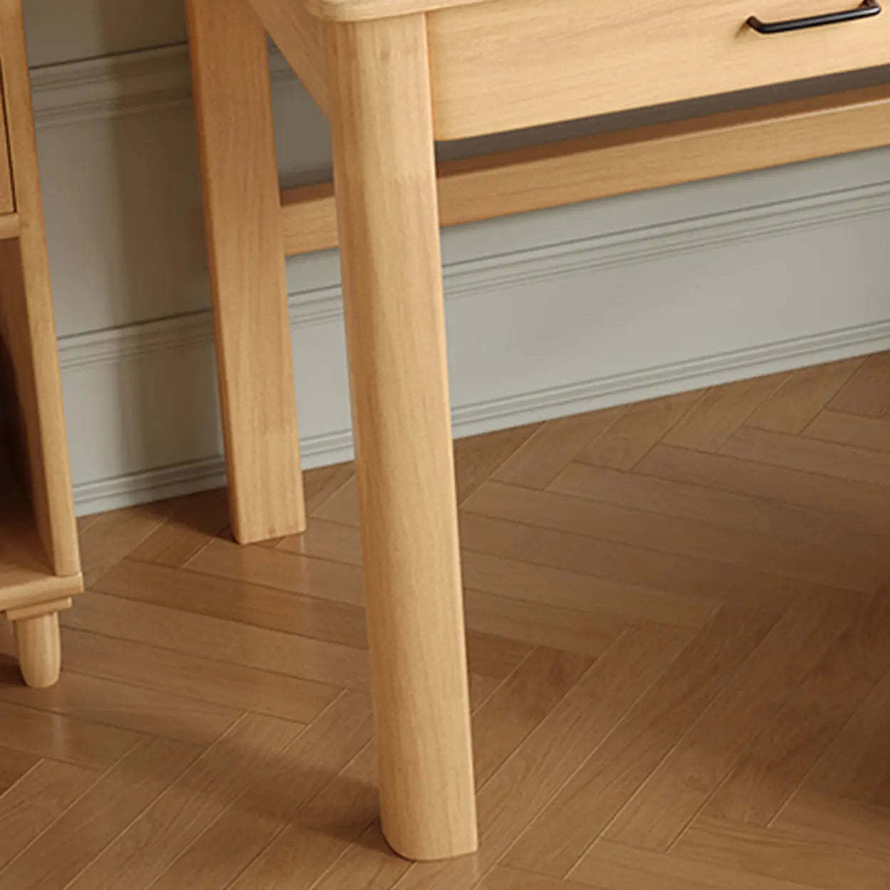 Natural Wood Computer Desk with Drawers
