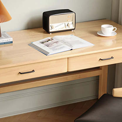 Natural Wood Computer Desk with Drawers