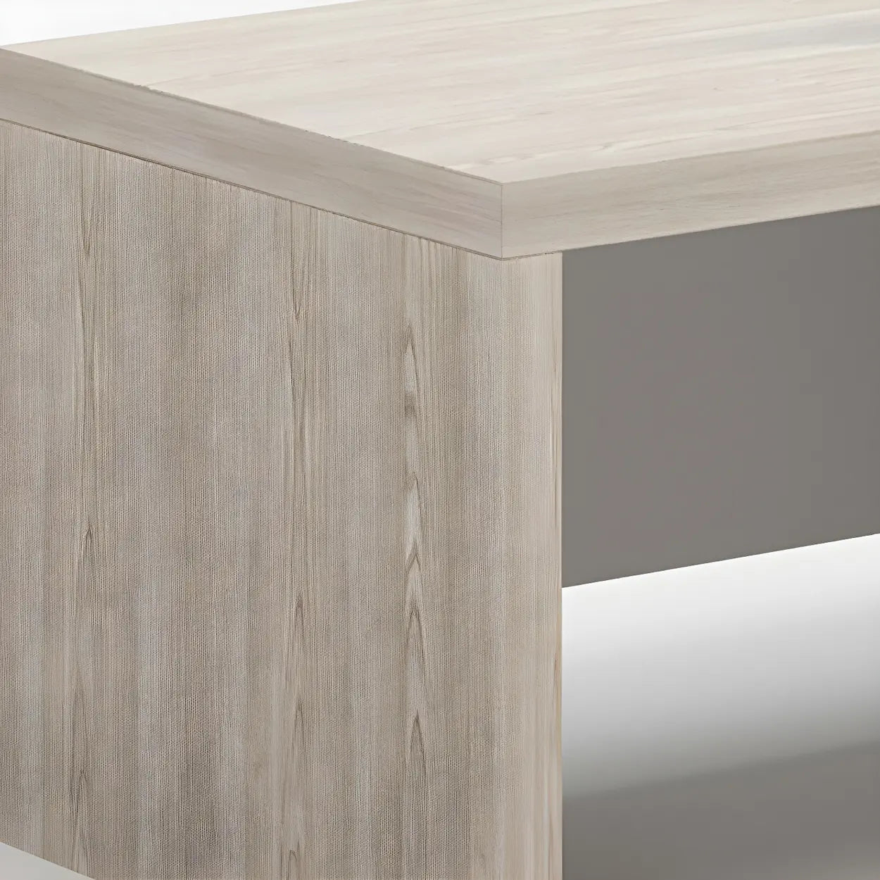 Natural Wood Shelf Drawer L-Shape Computer Desk