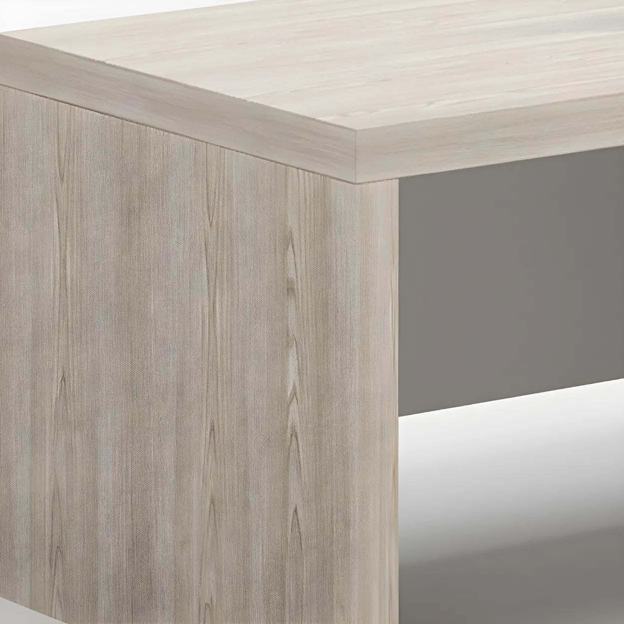Natural Wood Shelf Drawer L-Shape Computer Desk