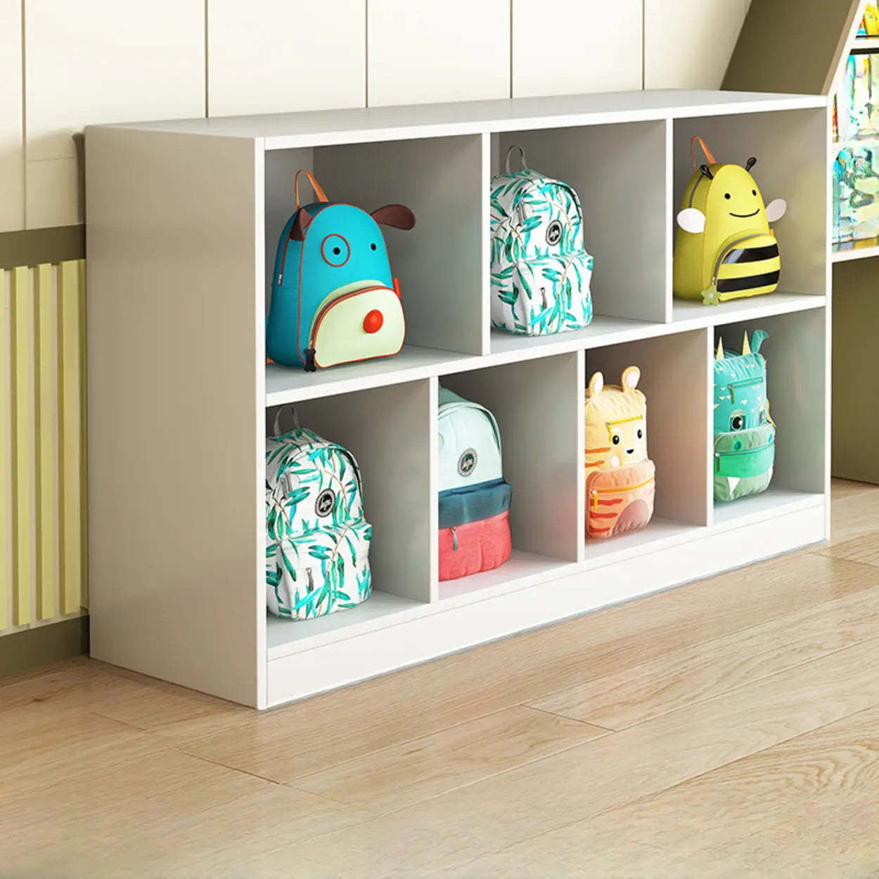 Natural Wood Cubitac Display Cabinet — Warm White