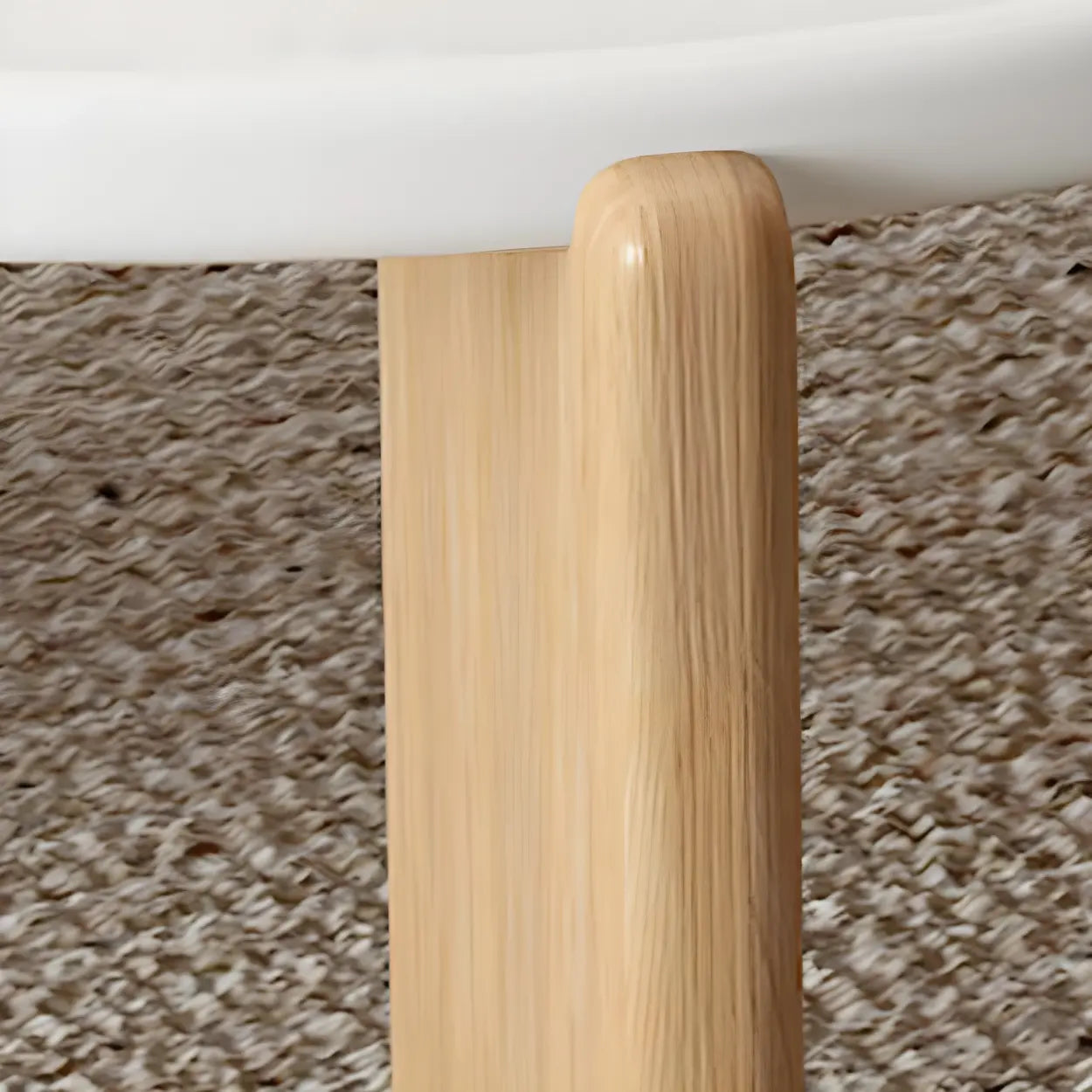 Natural Wood Three-Leg Round Coffee Table Set