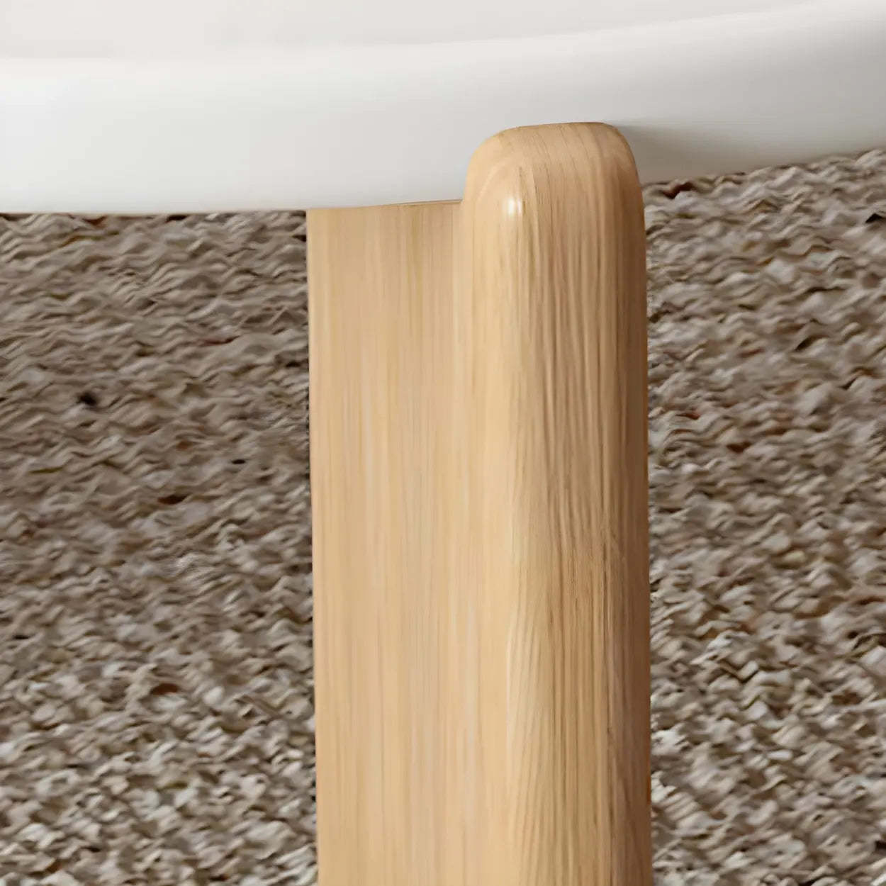 Natural Wood Three-Leg Round Coffee Table Set