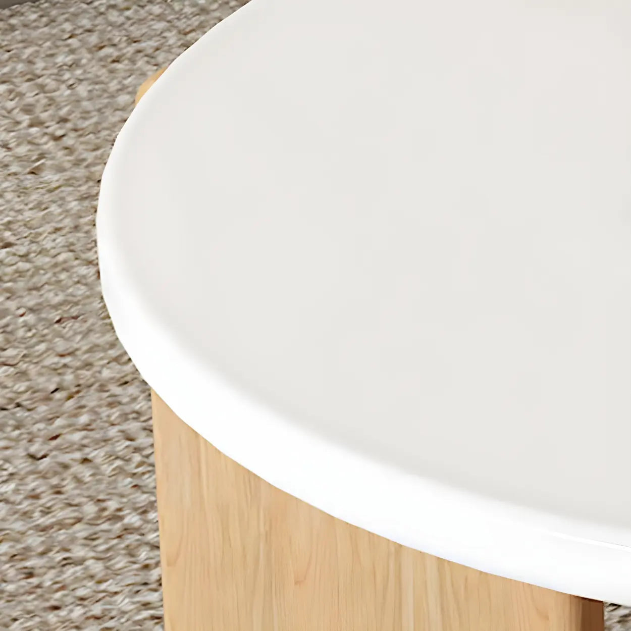 Natural Wood Three-Leg Round Coffee Table Set