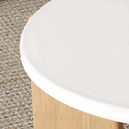 Natural Wood Three-Leg Round Coffee Table Set